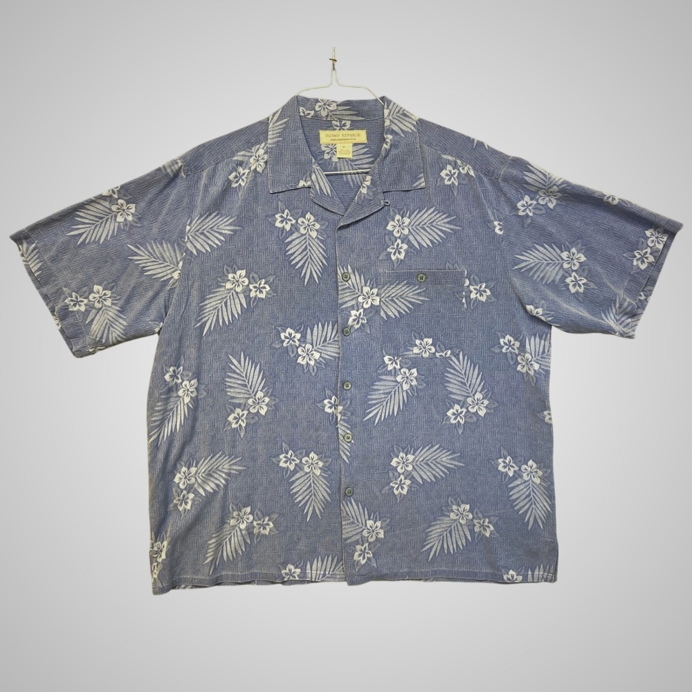 Island Republic Shirt Tropical Floral Palm Print Short Sleeve Mens XL